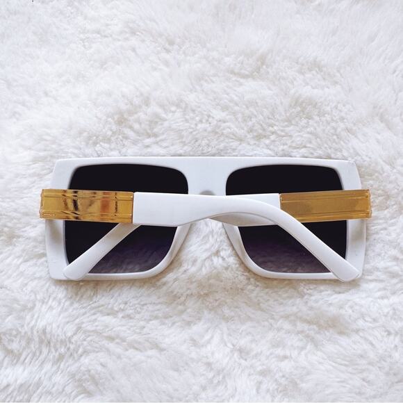 Inez White Oversized Square Sunglasses - Picture 10 of 11